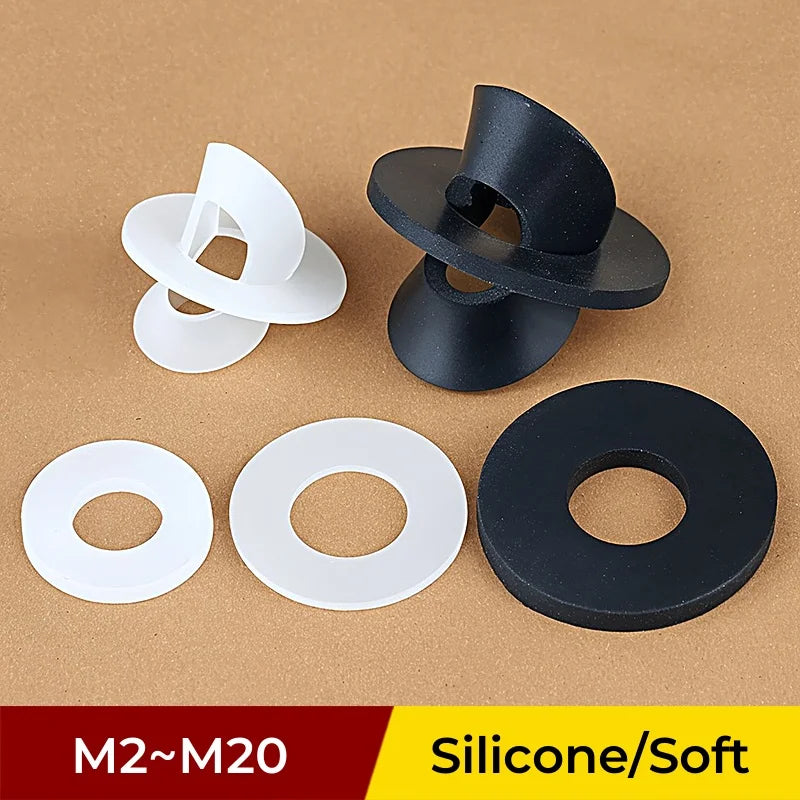 Black White Soft Silicone Flat Pad Washer Soft Rubber Seal Gaskets