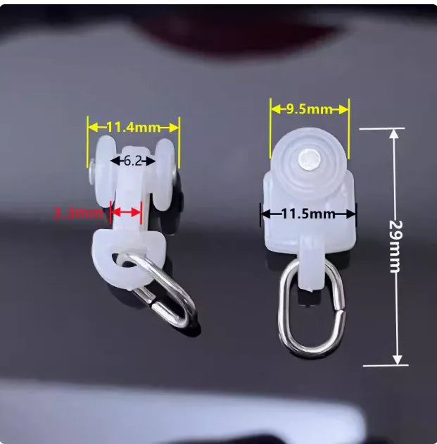 30pcs Curtain Track Pulley Hook Accessories Bathroom Door Curtain Slide Roller Buckle Ring Wheel Old Guide Wheel Window Hardware