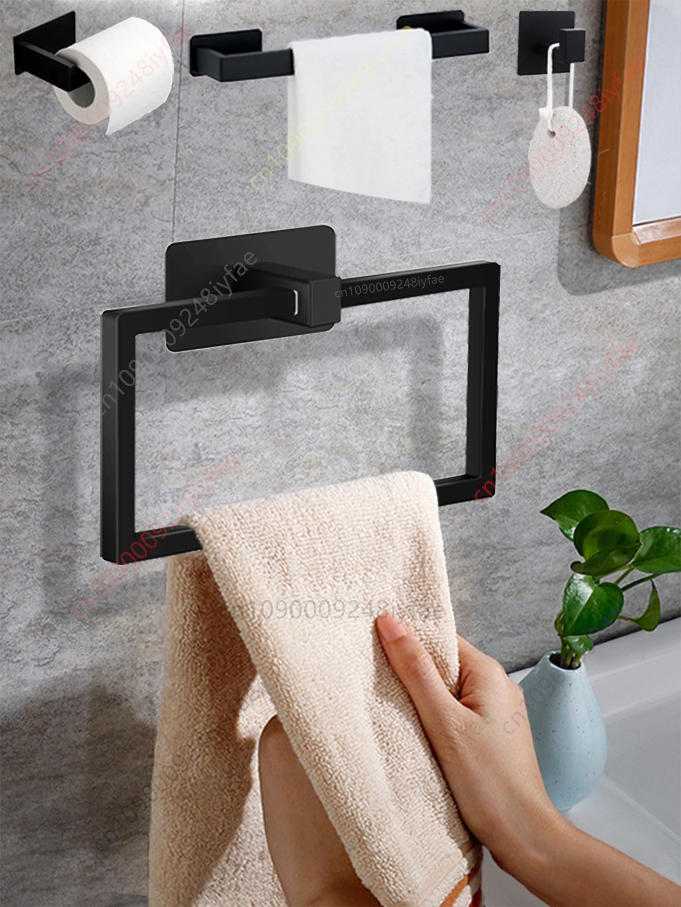 1-5PCS Towel Holder Bathroom Towel Bar Hanger Toilet Paper Holder Dispenser Wall Hooks Robe Key Hooks Hardware Accessories Set