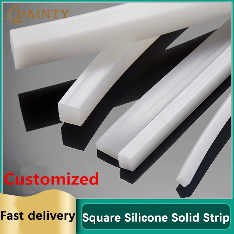 Square Silicone Rubber Solid Seal Strips White Square Weatherstrip Anti Oil Heat Resistance Seal Gasket Bar Width 2/3/4/5/6-50mm